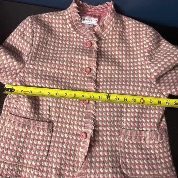 Pendleton Womens Tweed Pink Vintage Wool Blazer Jacket 12 Old Money Quiet Luxury - Picture 7 of 8